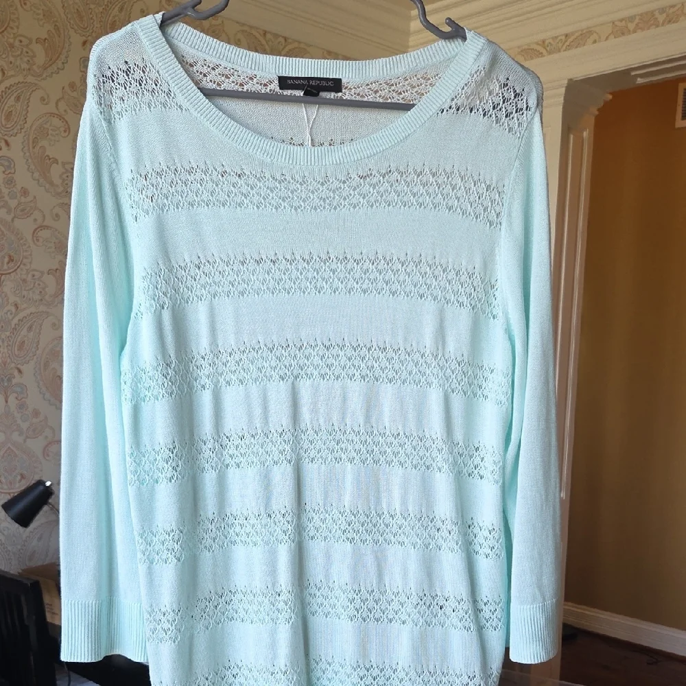 CLEARANCE Banana Republic Women's Light Seafoam Green Knit Top Size XL - Picture 11 of 11